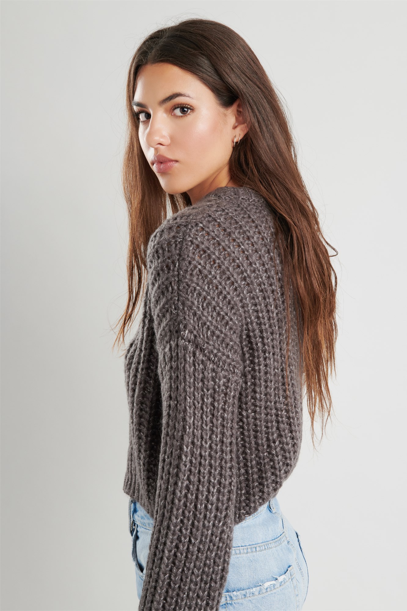 Crew Neck Cable Knit Sweater