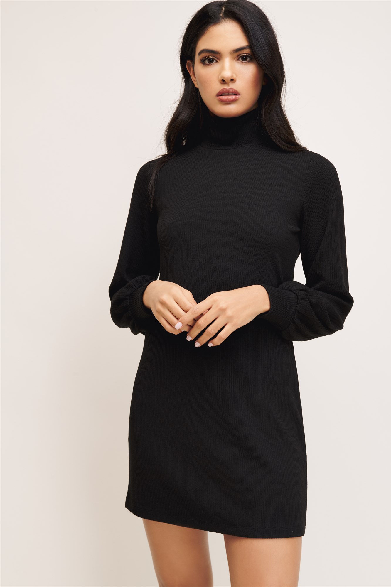 mock neck shift dress