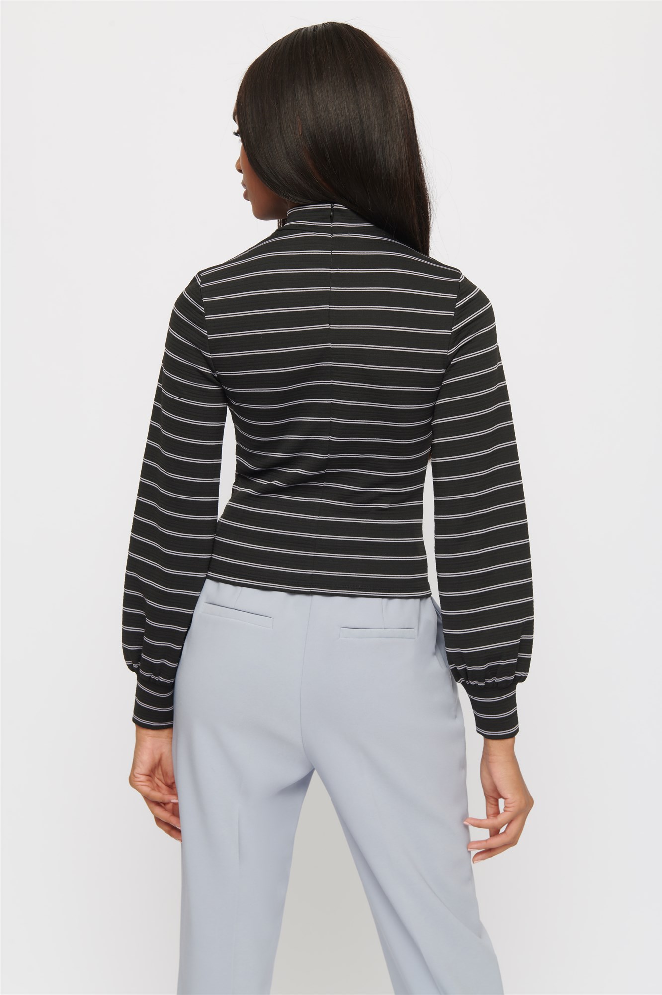 Striped Mock Neck Top