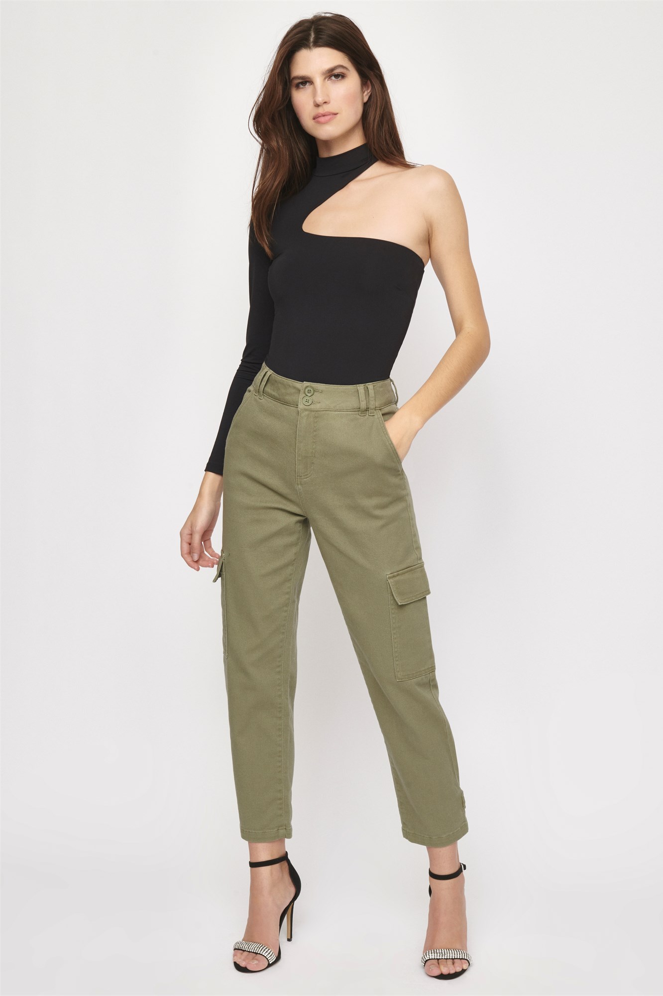 high rise cargo pants