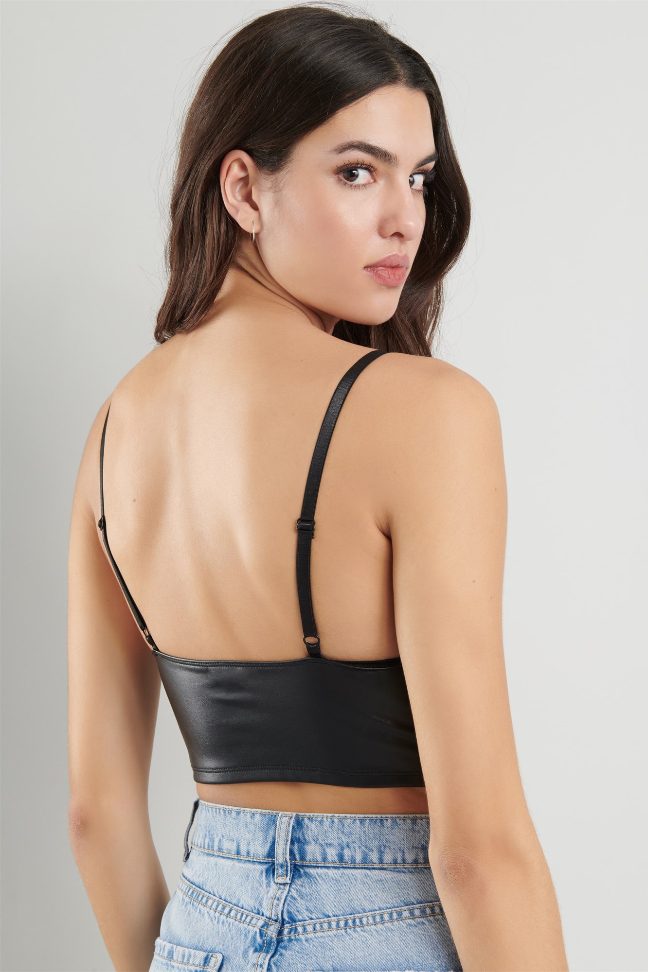 Faux Leather Bustier Cami