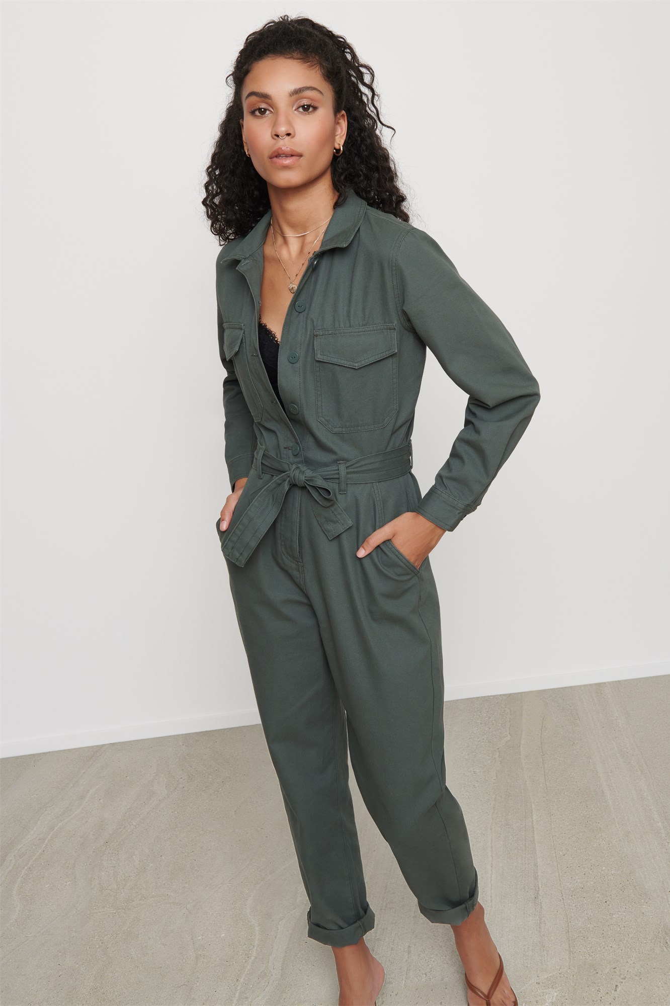 Long Sleeve Belted Boiler Suit