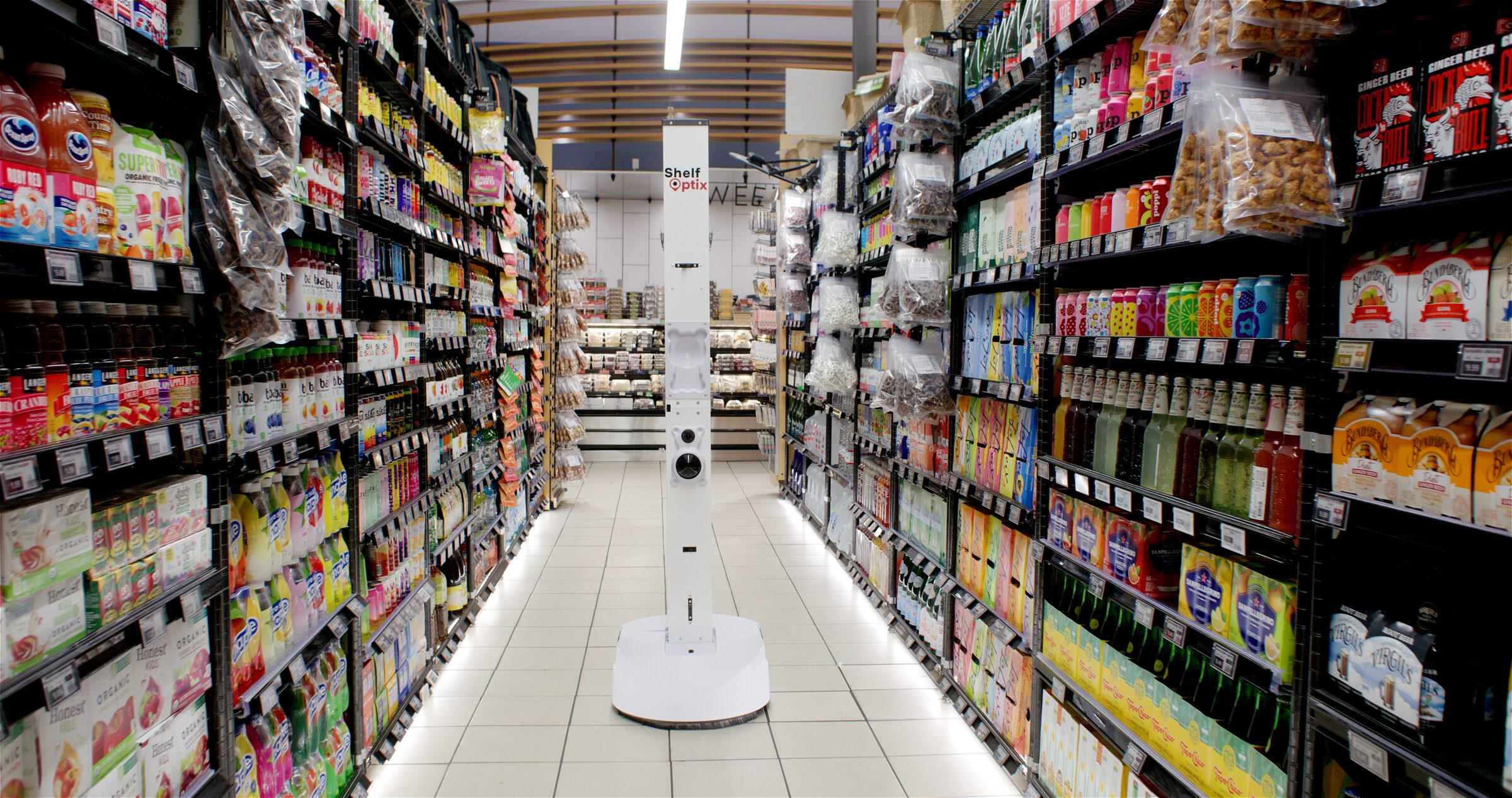 ShelfOptix robot scanning store aisle