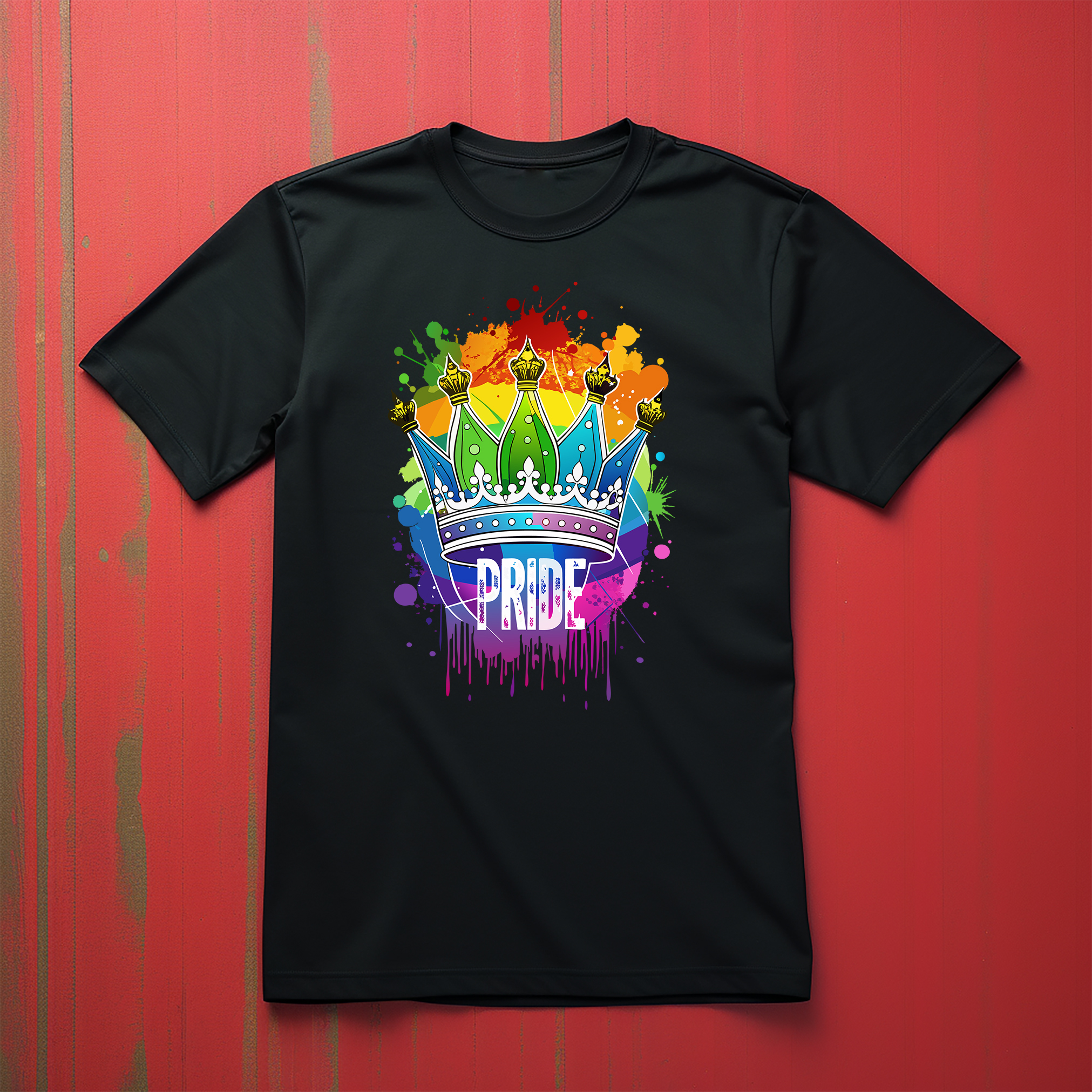 Pride_49 Rainbow Crown Funny T-shirt - Rule with Royalty! Vivid colors, Funny Un - Picture 13 of 46