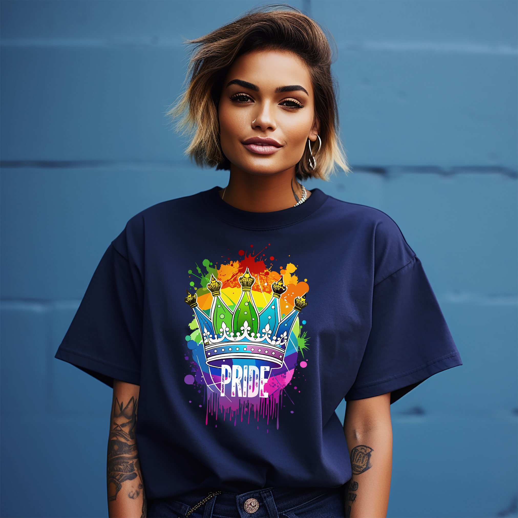 Pride_49 Rainbow Crown Funny T-shirt - Rule with Royalty! Vivid colors, Funny Un - Picture 15 of 46