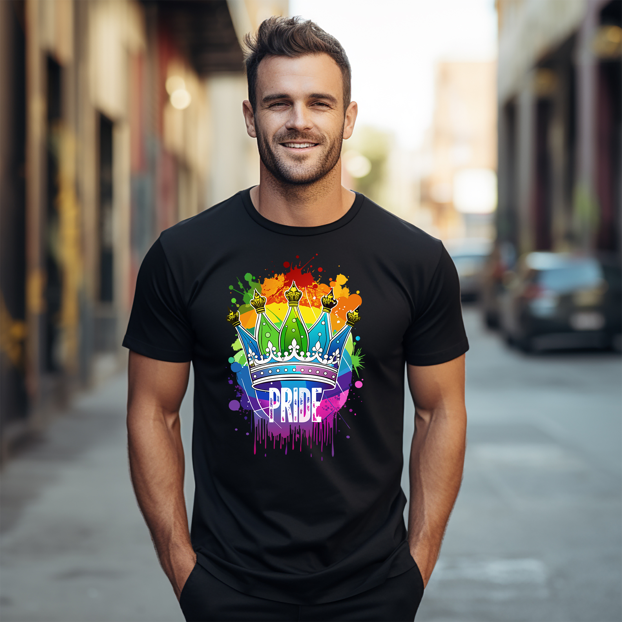 Pride_49 Rainbow Crown Funny T-shirt - Rule with Royalty! Vivid colors, Funny Un - Picture 16 of 46