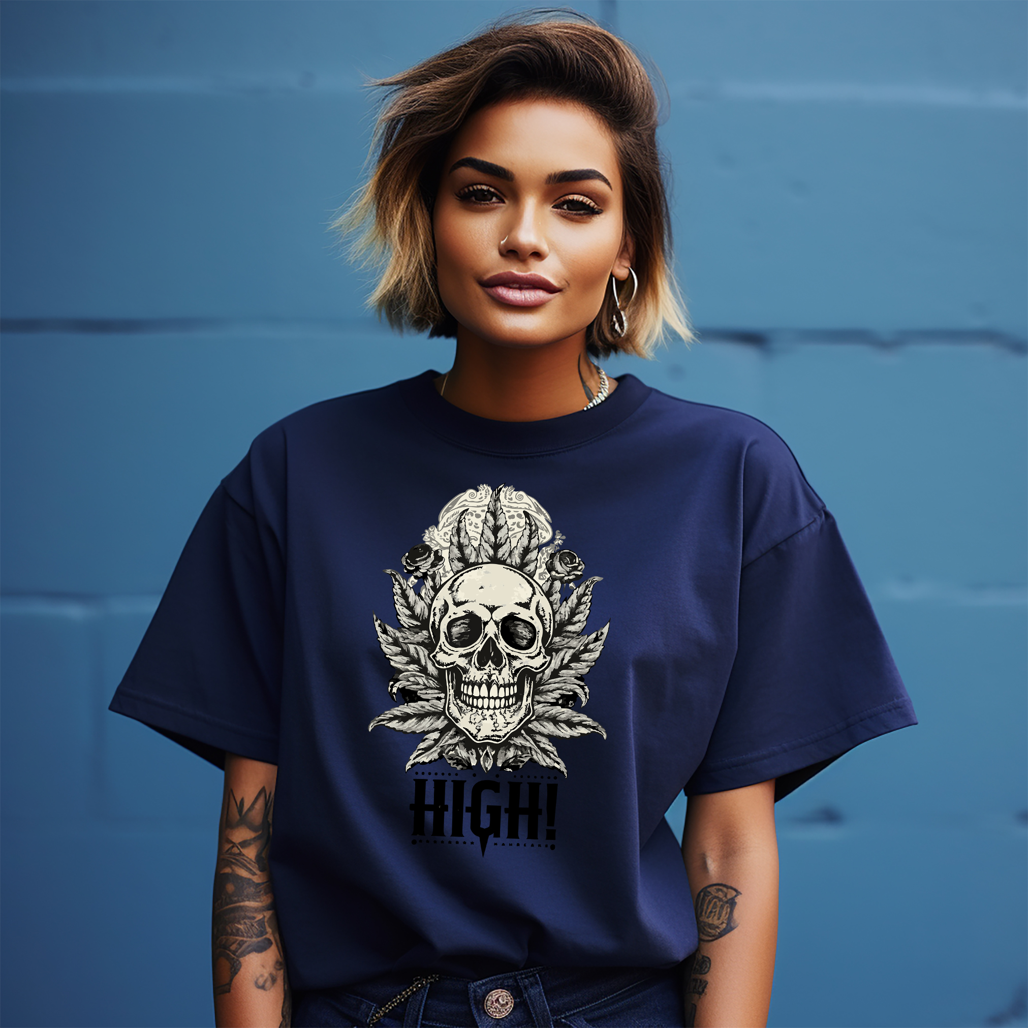 Weed Hemp_89: Camiseta Calavera y Hojas "Highway to Hemp" - Una Moda Alta y Laria - Imagen 14 de 40