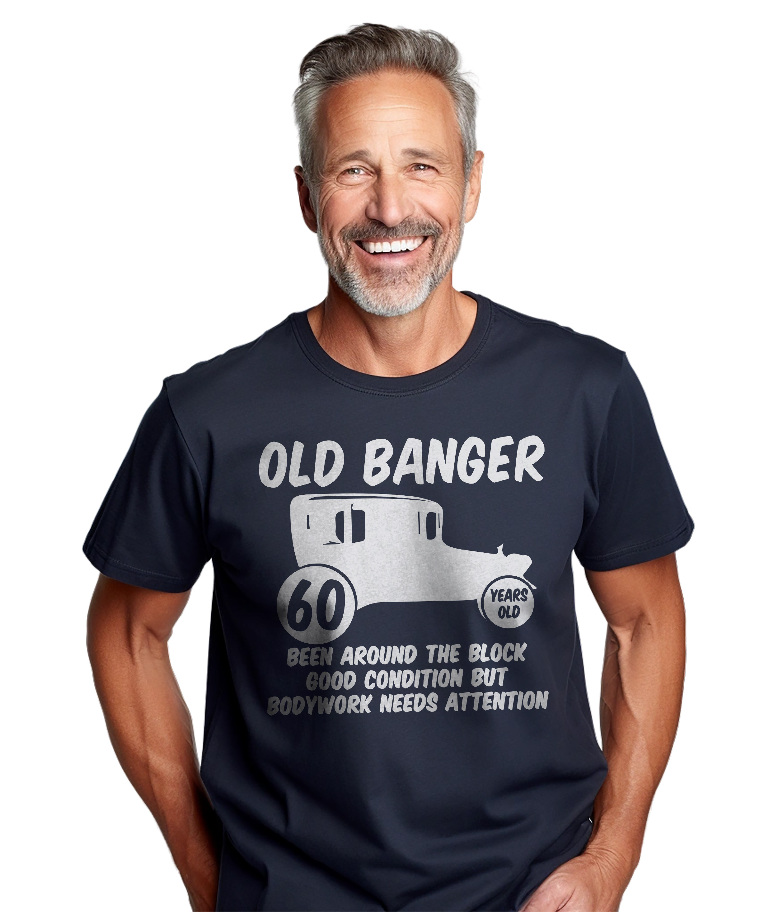 Old Banger 60 t-shirt - Funny and Nostalgic! Retro vibes, Unisex Printed Design. - Picture 30 of 36