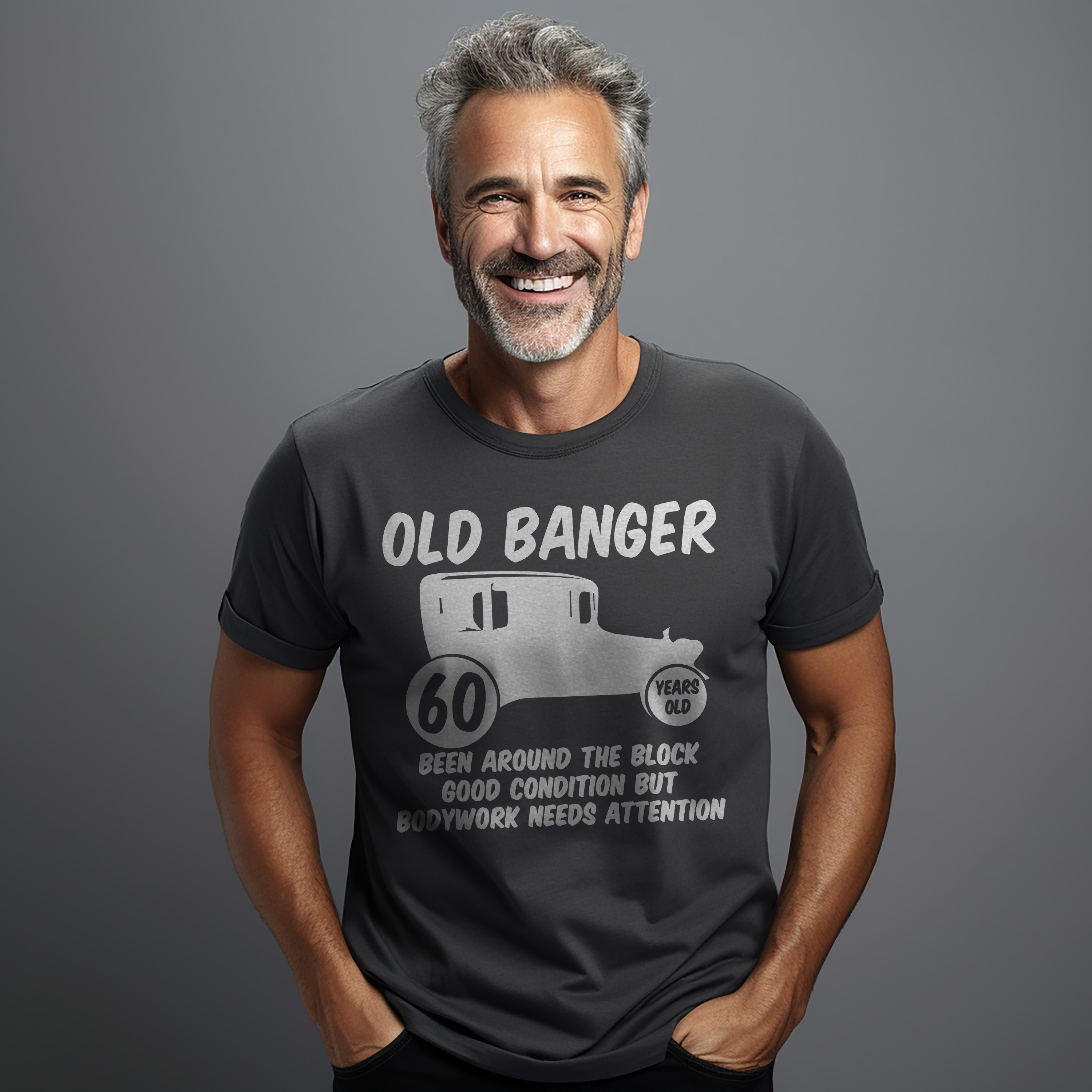 Old Banger 60 t-shirt - Funny and Nostalgic! Retro vibes, Unisex Printed Design. - Picture 25 of 36