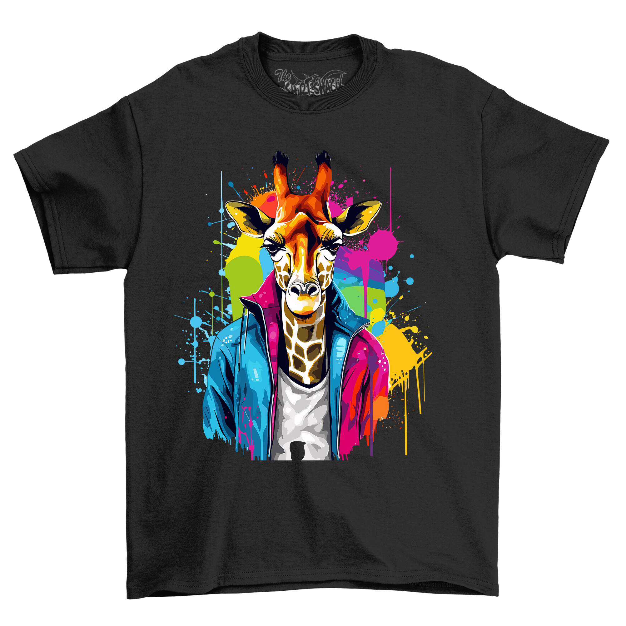 Camiseta Diseño Goteo Pintura Hombre Jirafa - ¡Divertida y Salvaje! Camiseta Divertida, Unisex Pr - Imagen 11 de 38