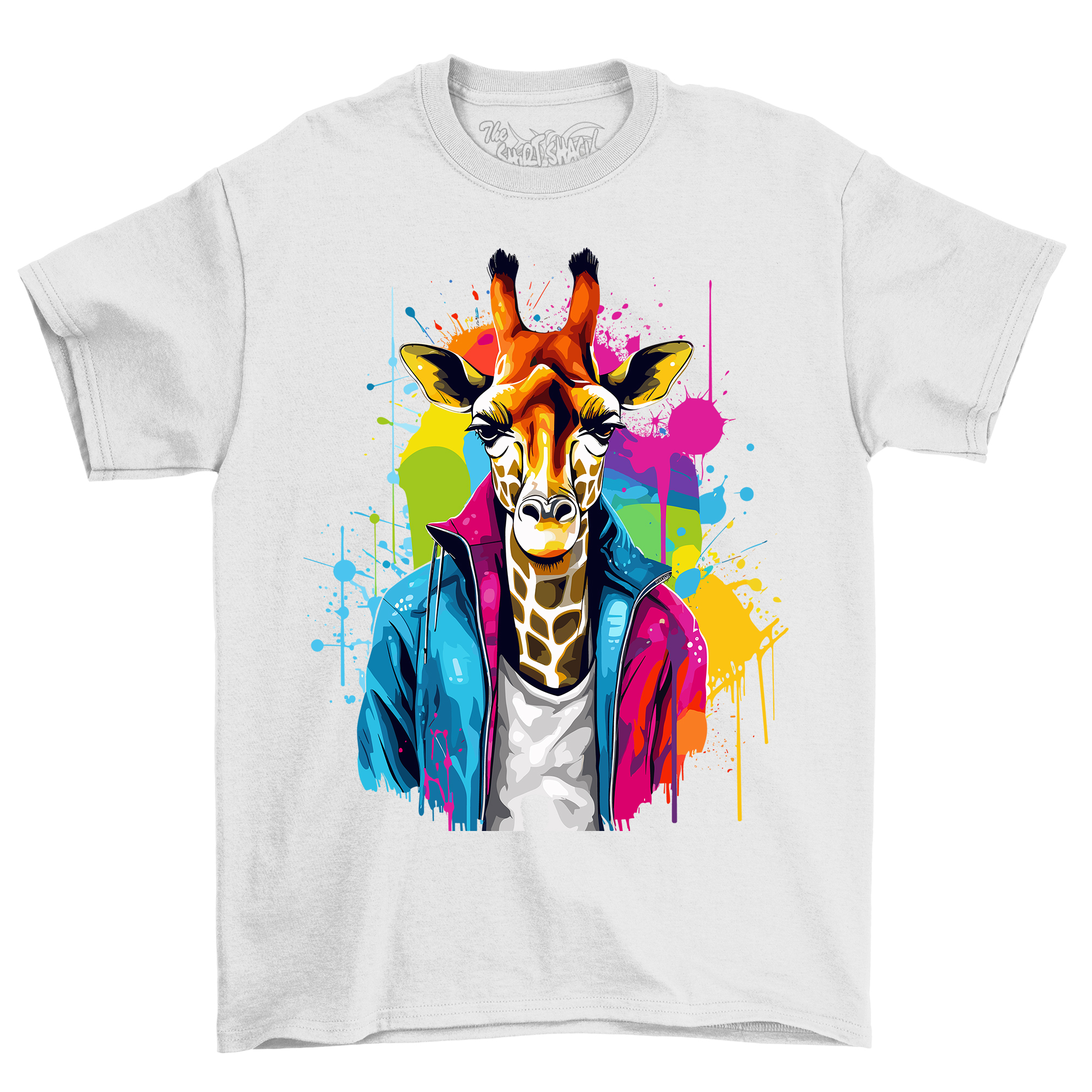 Camiseta Diseño Goteo Pintura Hombre Jirafa - ¡Divertida y Salvaje! Camiseta Divertida, Unisex Pr - Imagen 32 de 38