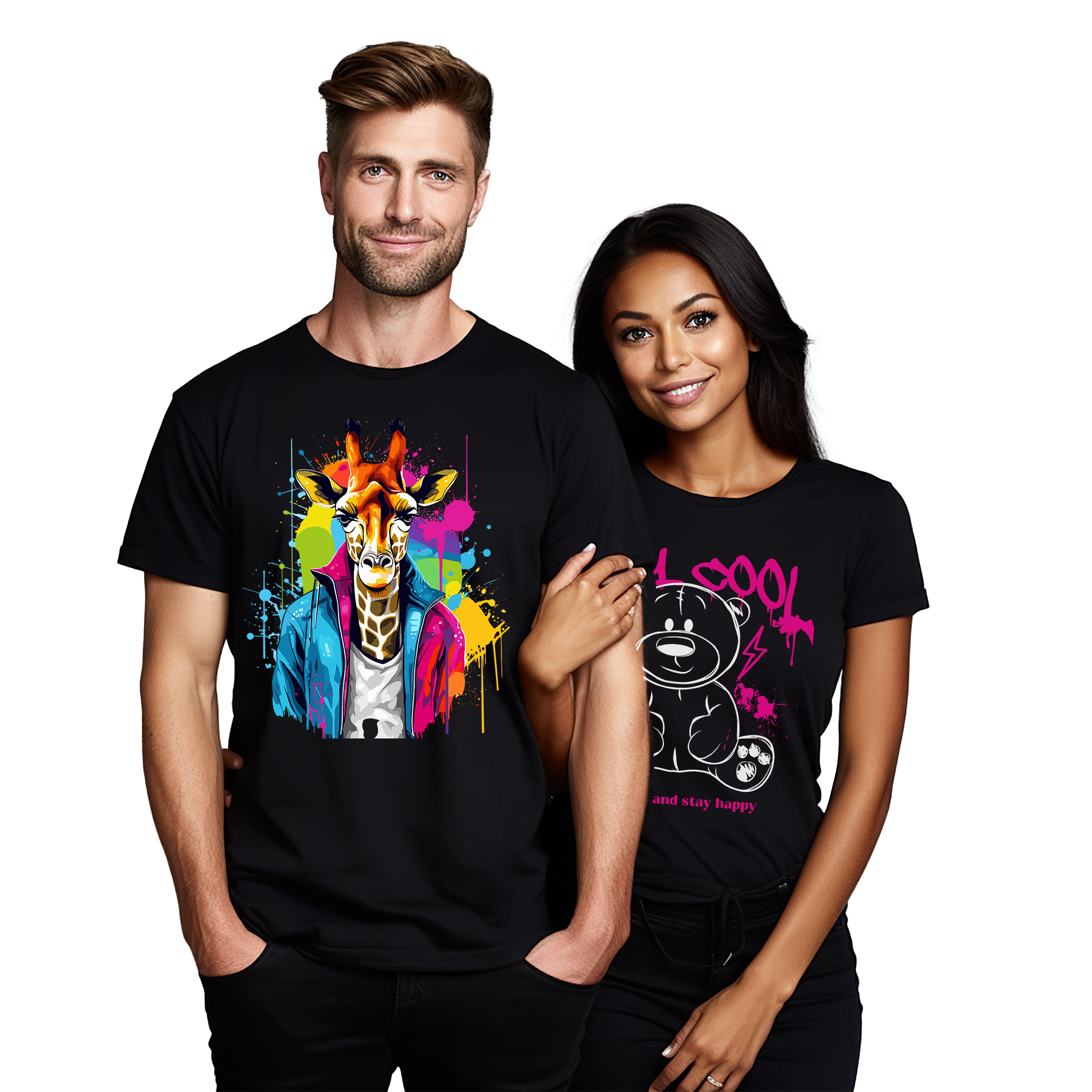 Camiseta Diseño Goteo Pintura Hombre Jirafa - ¡Divertida y Salvaje! Camiseta Divertida, Unisex Pr - Imagen 16 de 38