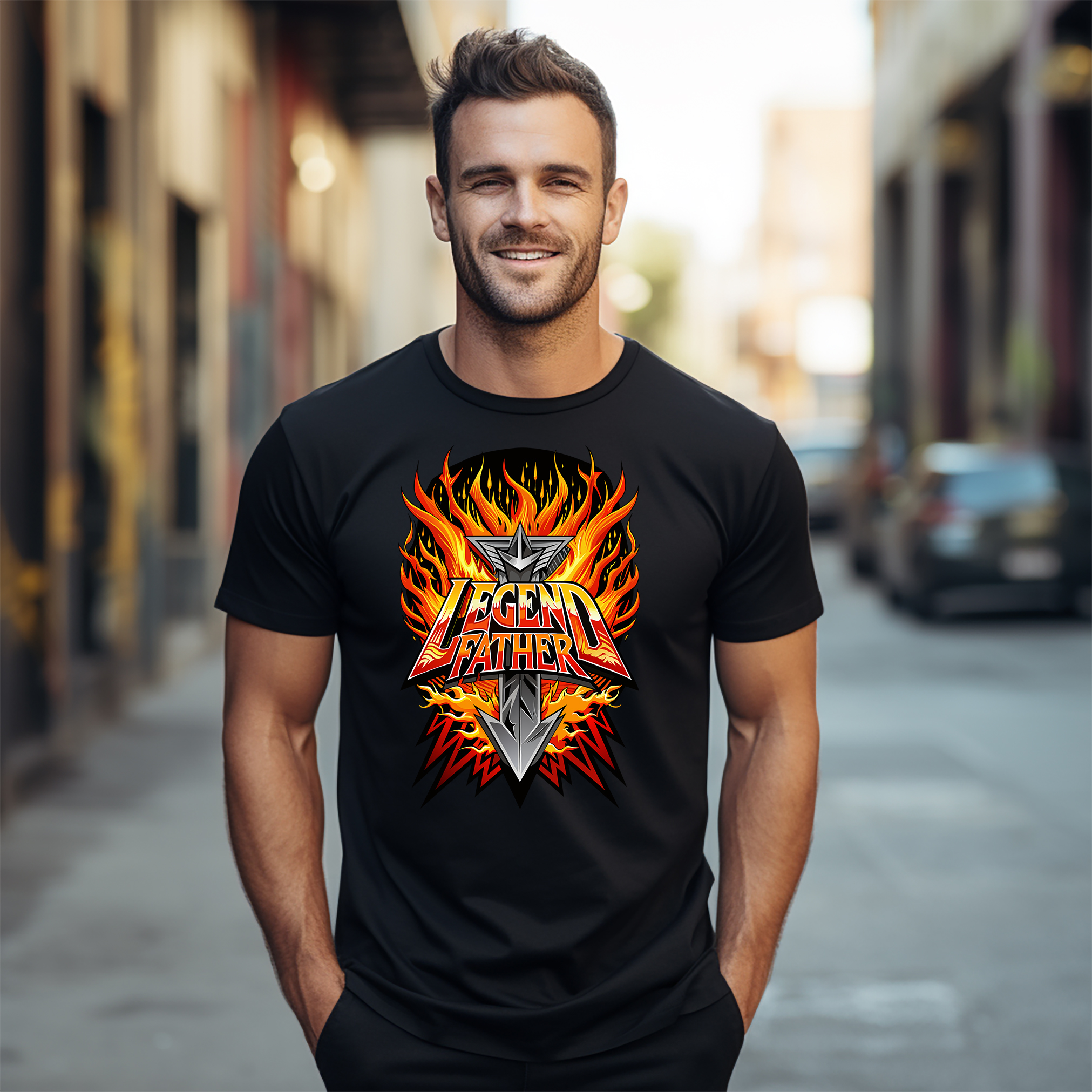 Legendärer Vater Papa Flammen T-Shirt - Entzünde Lachen und Liebe mit diesem lustigen T - Bild 16 von 46
