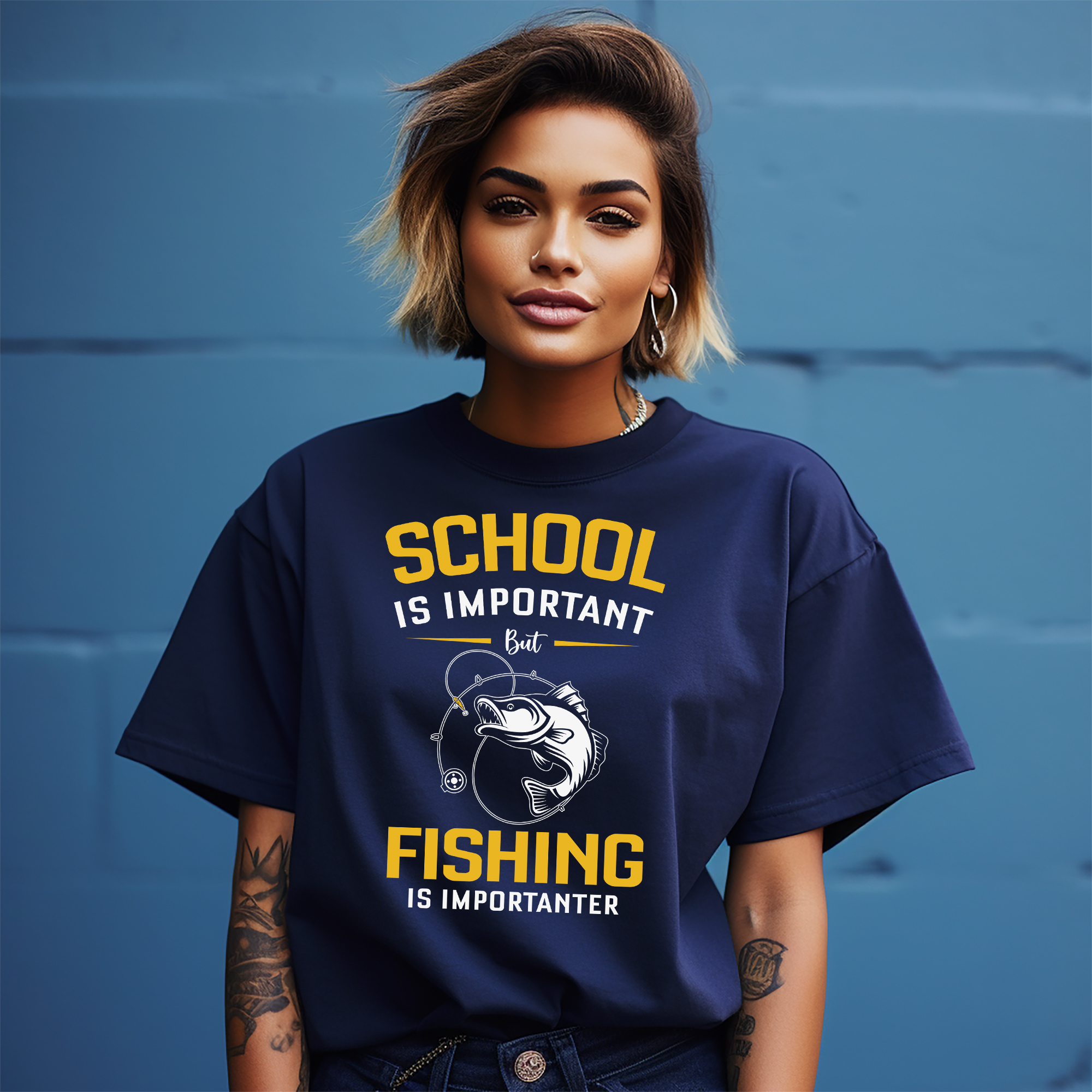 "Schule vs. Angeln - Das ultimative Dilemma " lustiges T-Shirt mit Schule & Angeln - Bild 15 von 46