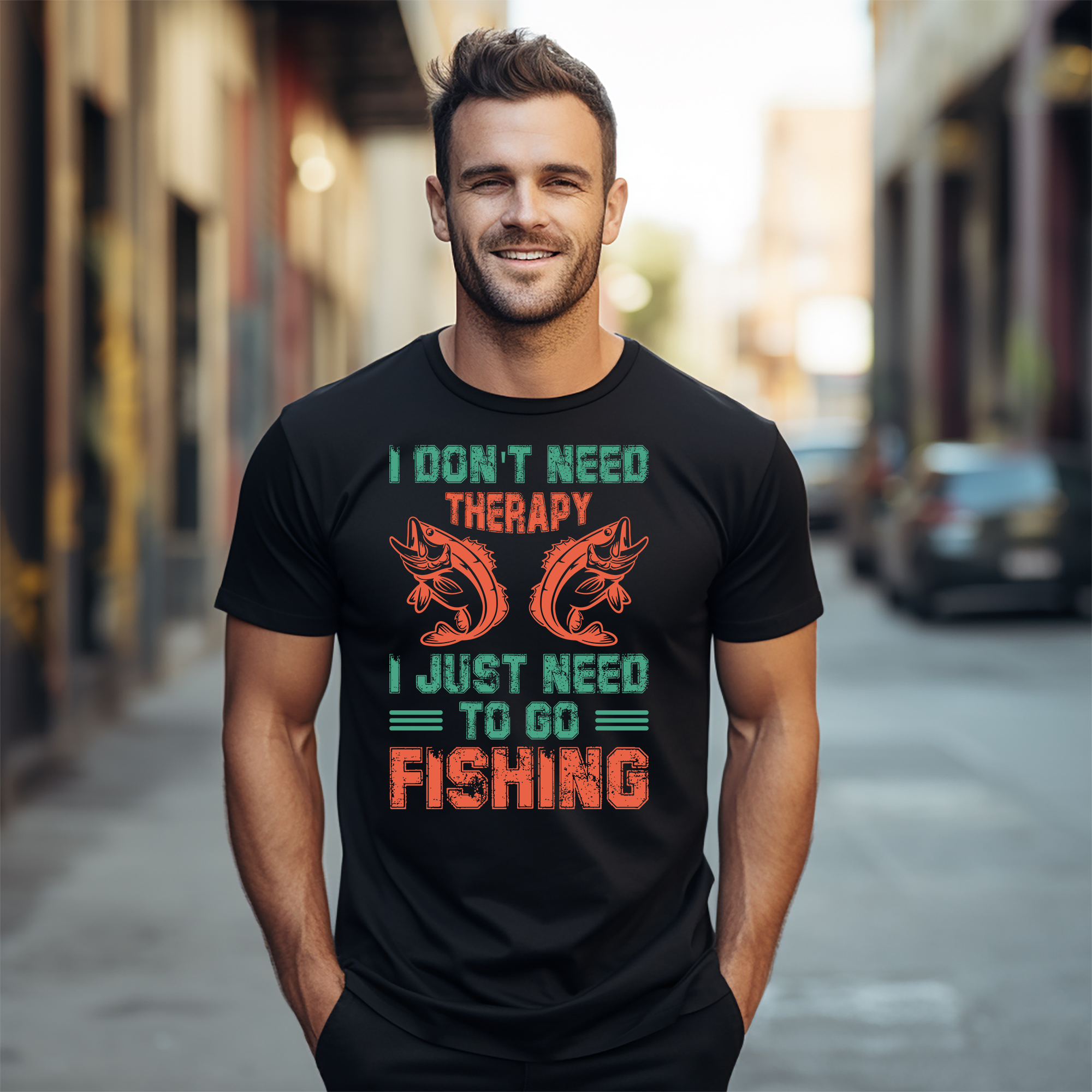 "Solo 32 - ¡No se necesita terapia, solo pesca!" Divertida camiseta de pesca, 100% algodón, - Imagen 16 de 46
