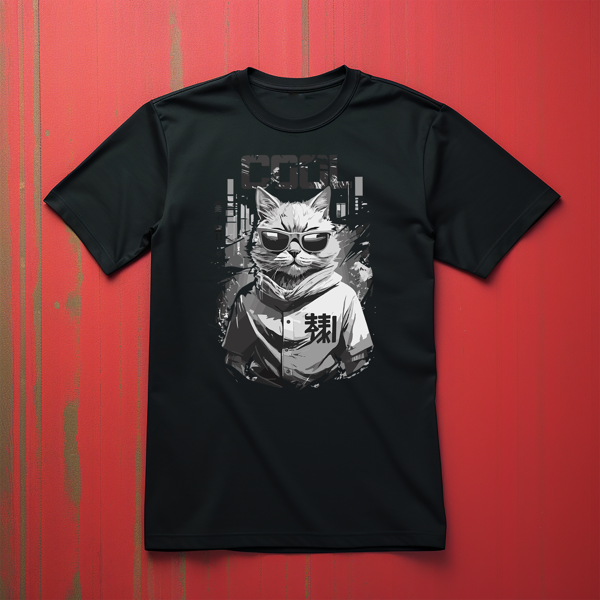 Cool Tokio Cat Camiseta Anime - Ronroneo - ¡Perfectamente Genial! Camiseta divertida con un gato en un sombrero D - Imagen 13 de 46