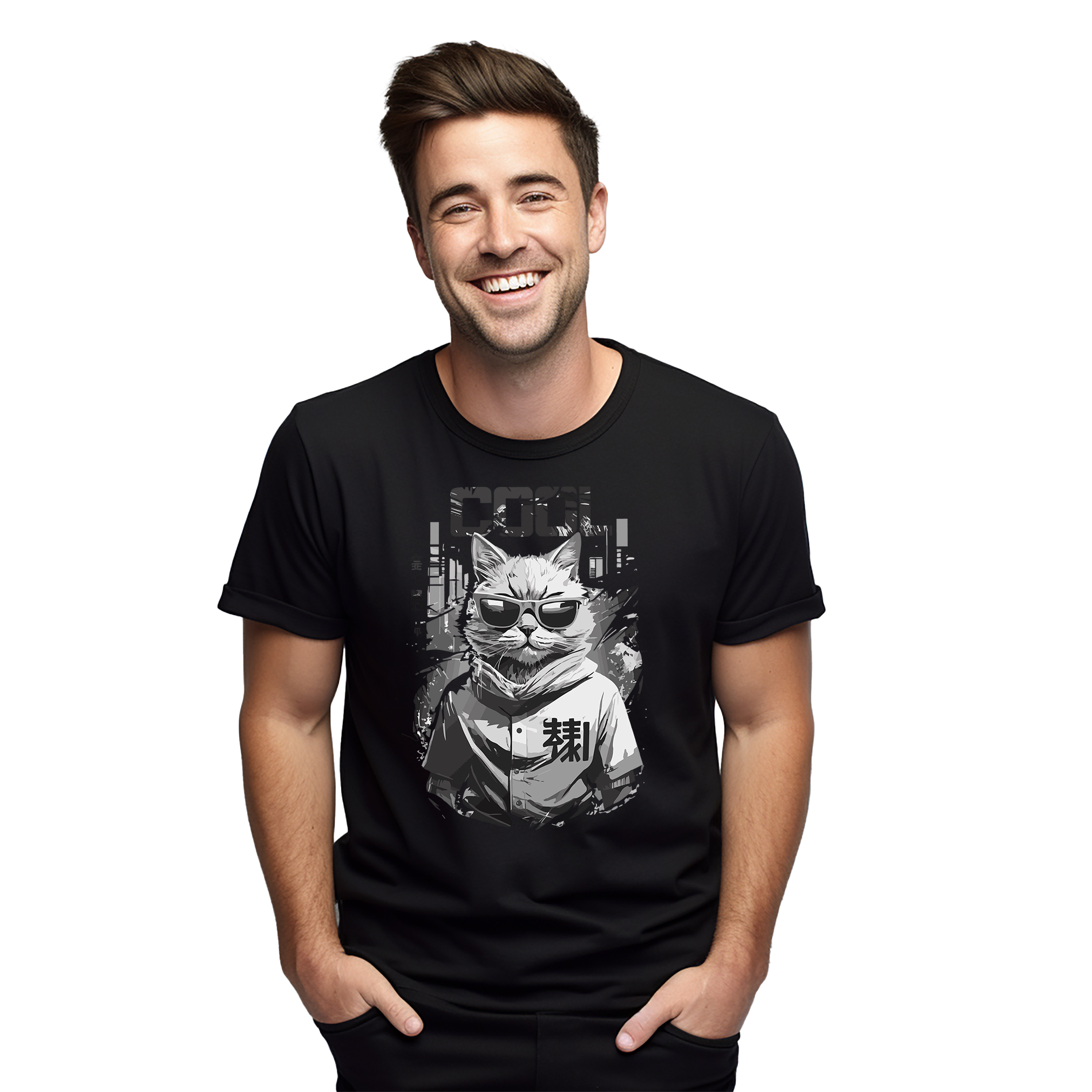 Cool Tokio Cat Camiseta Anime - Ronroneo - ¡Perfectamente Genial! Camiseta divertida con un gato en un sombrero D - Imagen 14 de 46