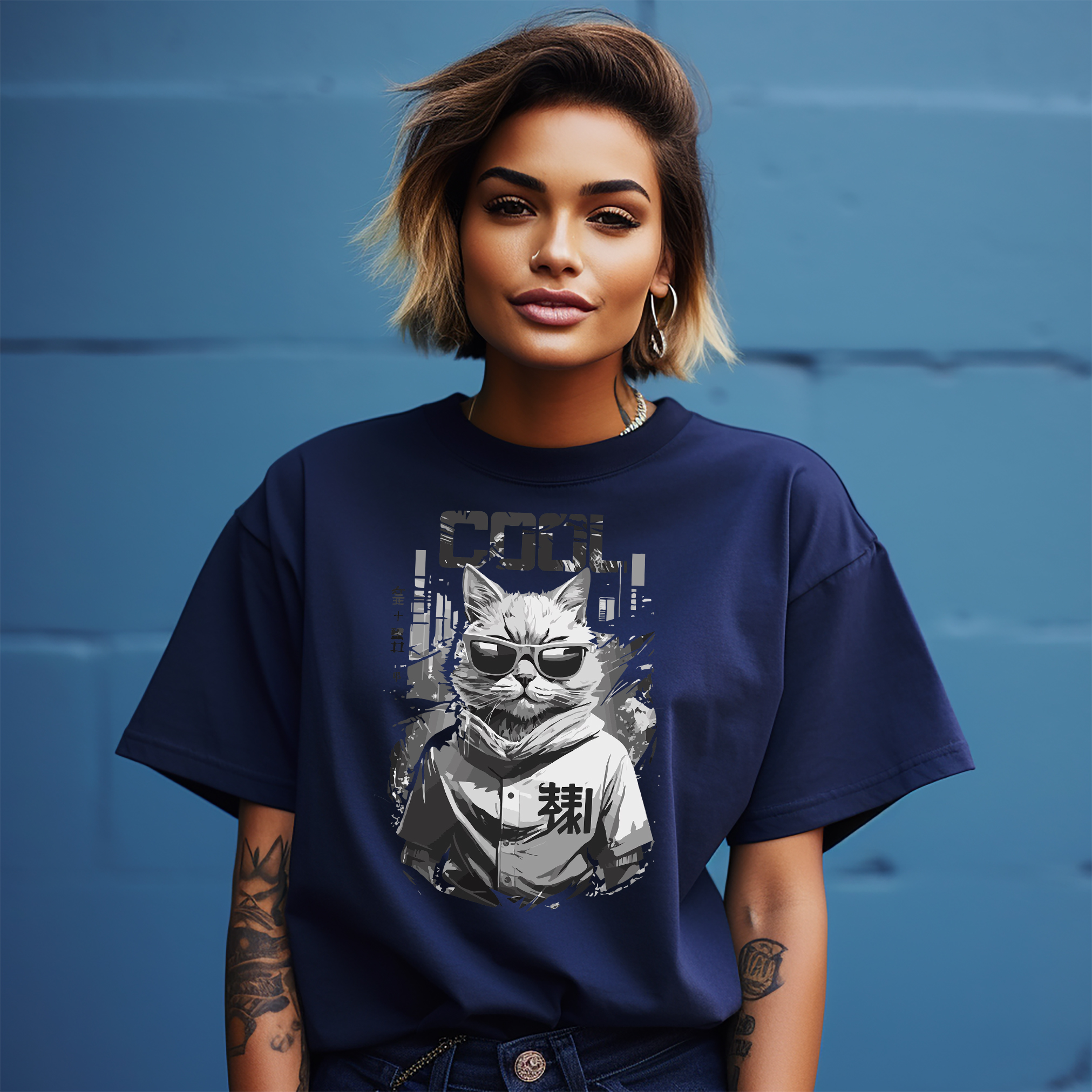 Cool Tokio Cat Camiseta Anime - Ronroneo - ¡Perfectamente Genial! Camiseta divertida con un gato en un sombrero D - Imagen 15 de 46