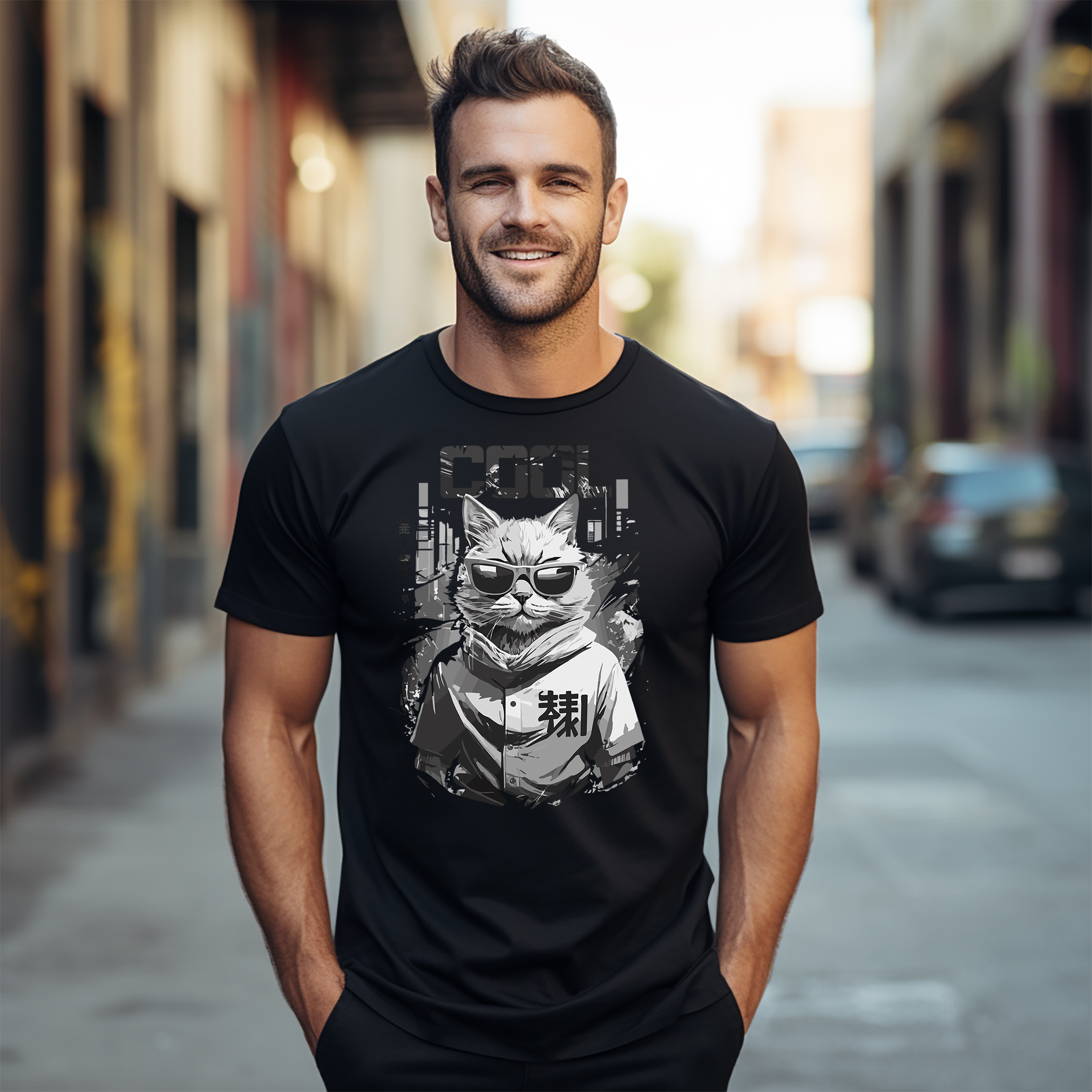 Cool Tokio Cat Camiseta Anime - Ronroneo - ¡Perfectamente Genial! Camiseta divertida con un gato en un sombrero D - Imagen 16 de 46