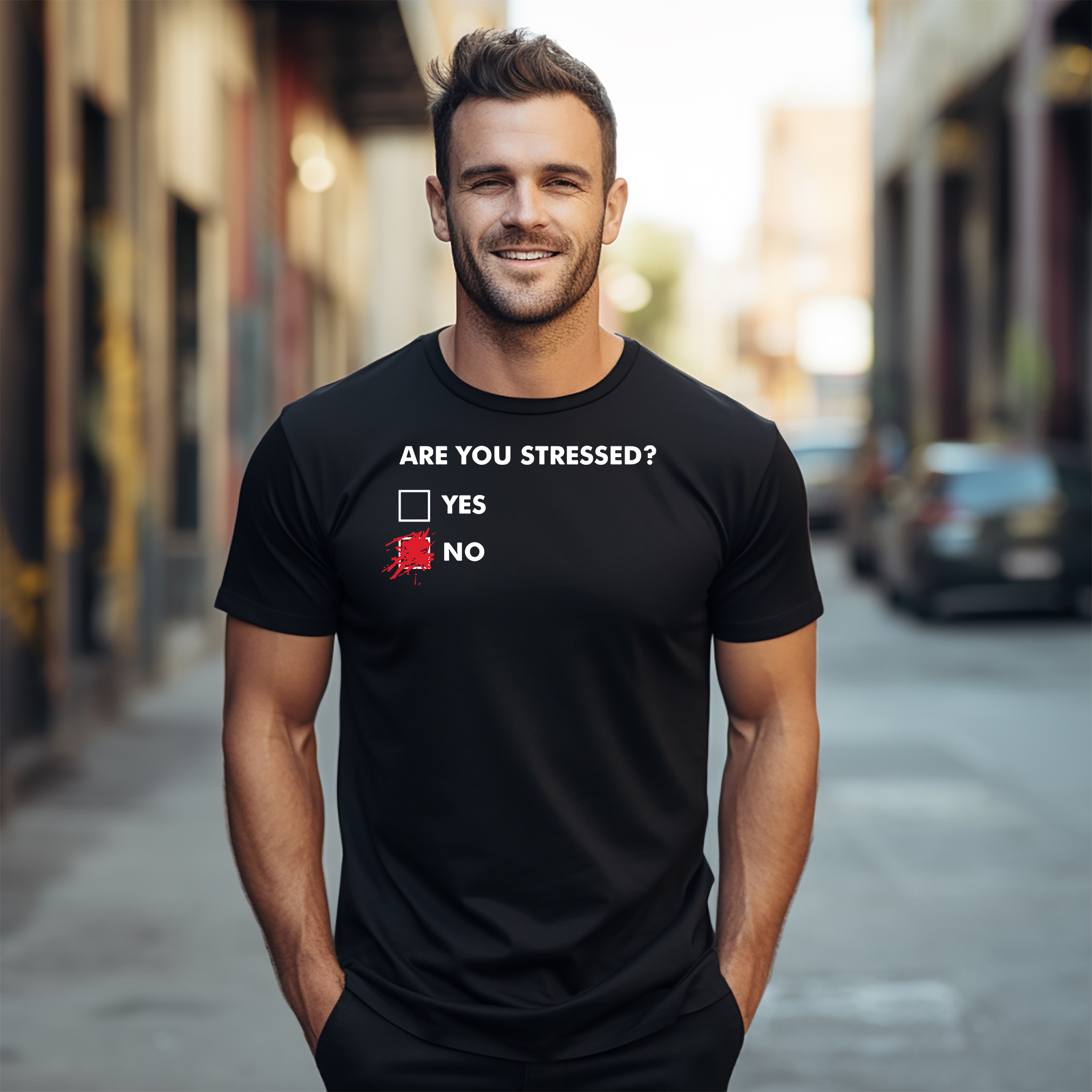 "¿Estás estresado?" Camiseta Divertida - 100% Algodón, Diseño Unisex. Perfecto para letrero - Imagen 16 de 46