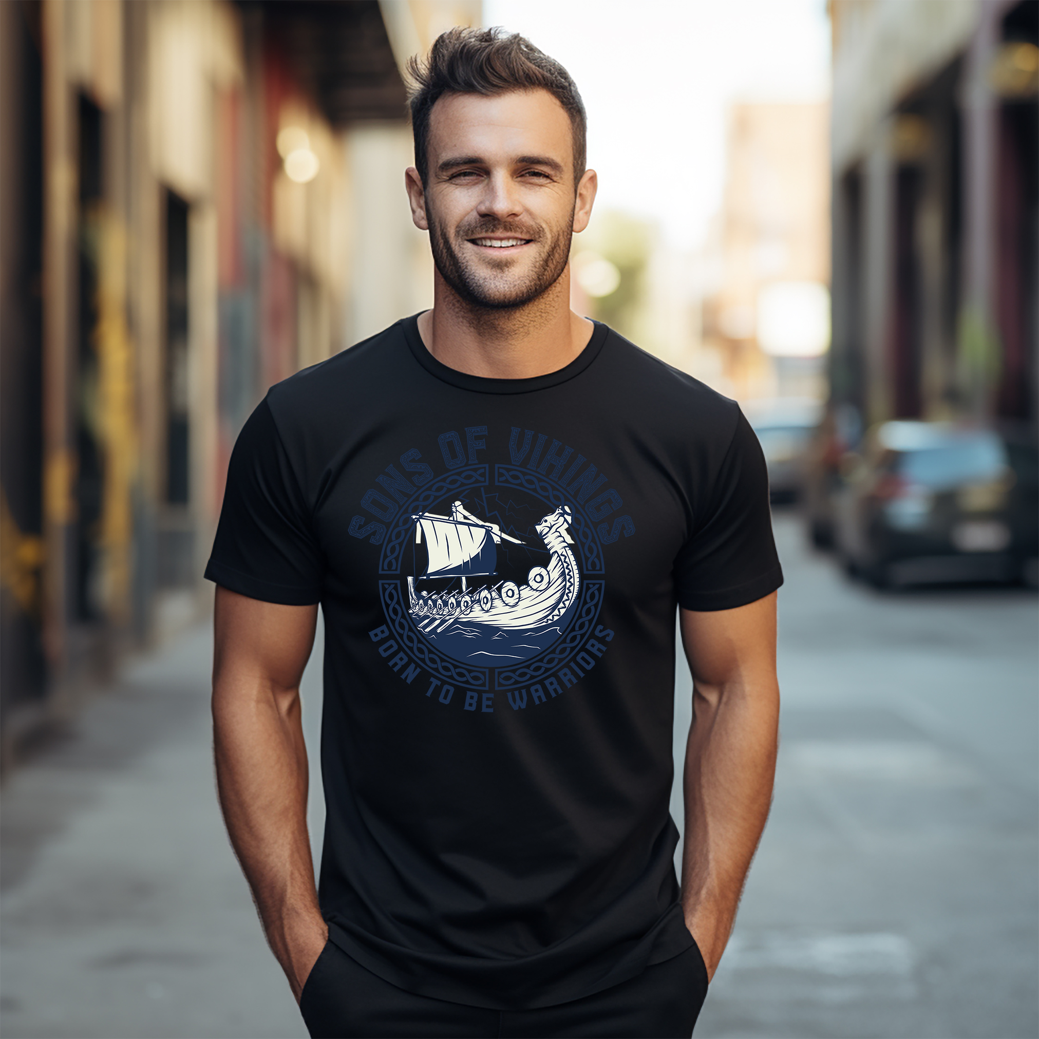 T-Shirt "Sons Of Vikings Born Warriors" Wikingerschiff - lustig & wild! Unleash - Bild 15 von 38