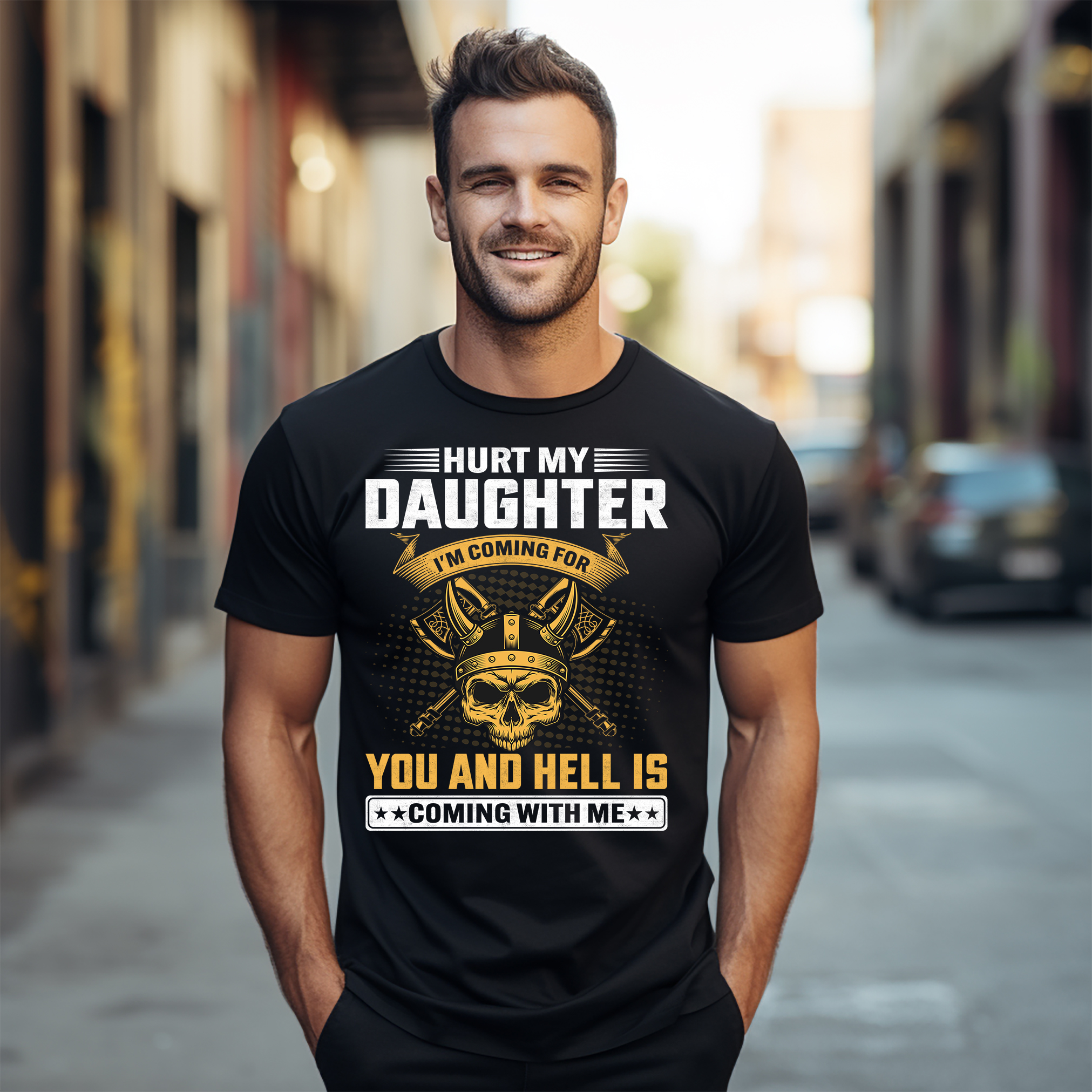 Camiseta protectora de papá "Hurt My Daughter I'm Coming" - Divertida señal de advertencia para Da - Imagen 15 de 38