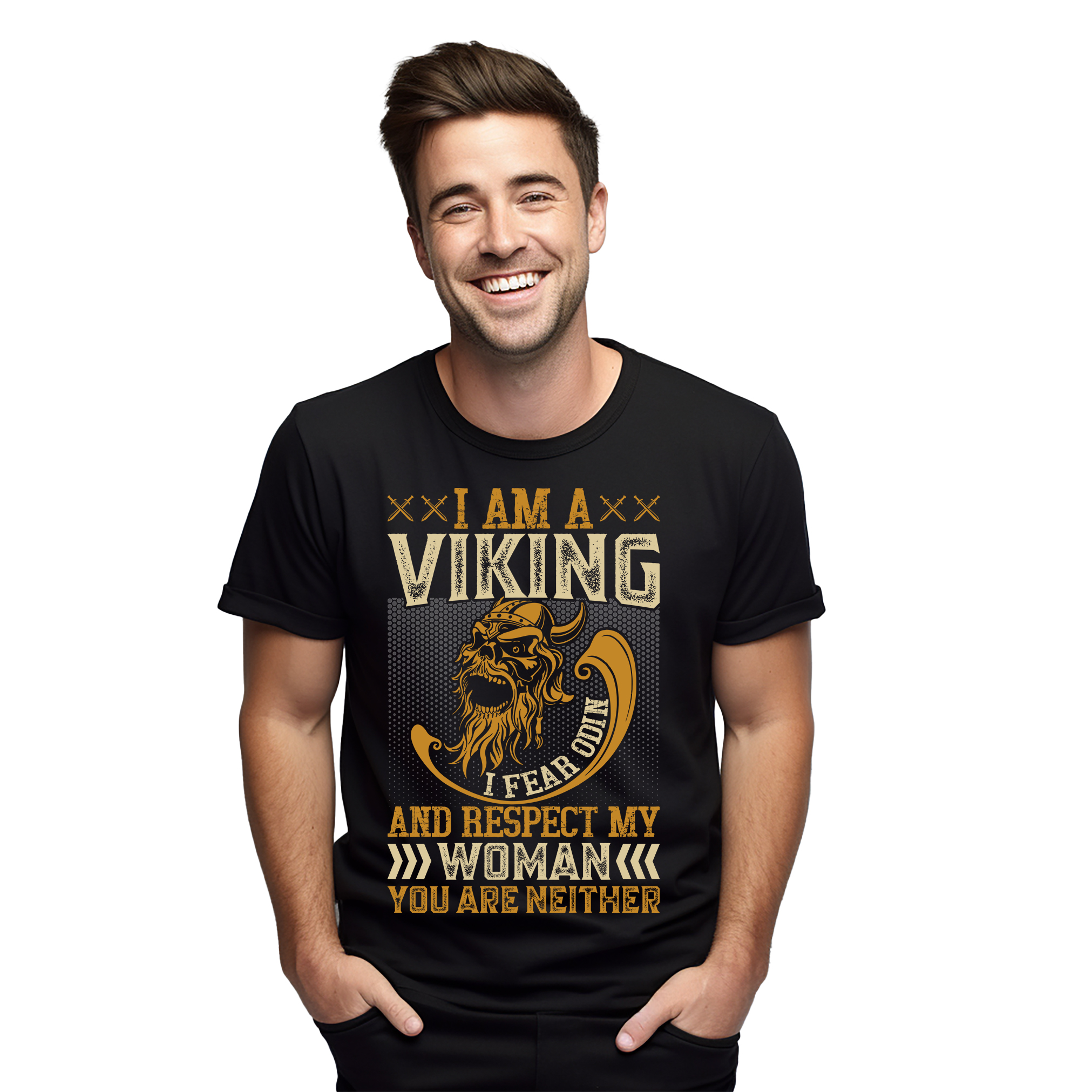 Lustiges Wikinger-T-Shirt "Ich bin ein Wikinger, ich fürchte Odin und respektiere meine Königin". Ideal f - Bild 13 von 38