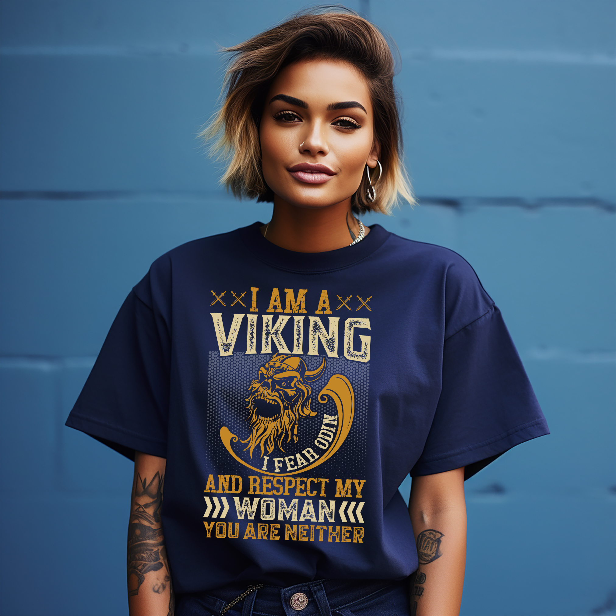 Lustiges Wikinger-T-Shirt "Ich bin ein Wikinger, ich fürchte Odin und respektiere meine Königin". Ideal f - Bild 14 von 38