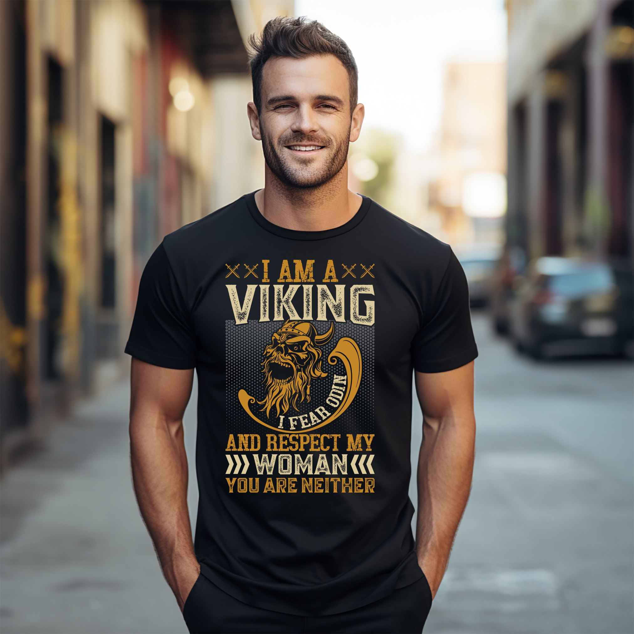 Lustiges Wikinger-T-Shirt "Ich bin ein Wikinger, ich fürchte Odin und respektiere meine Königin". Ideal f - Bild 15 von 38