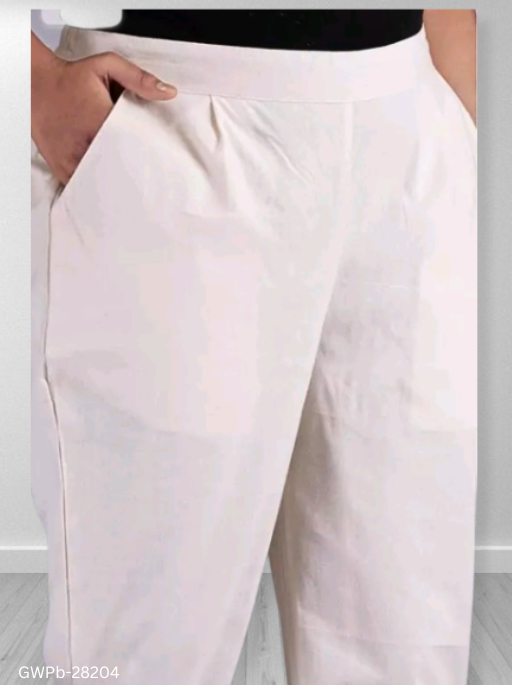 GWPb-28204 White Cotton Lycra Touser Pant - 44