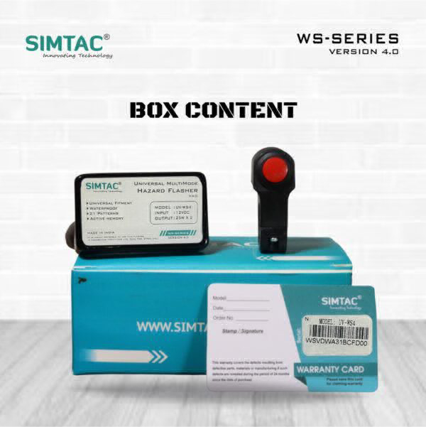 Simtac | Universal Multi Mode Hazard Flasher/ Indicator Blinker With Control Switch | UV-WS4