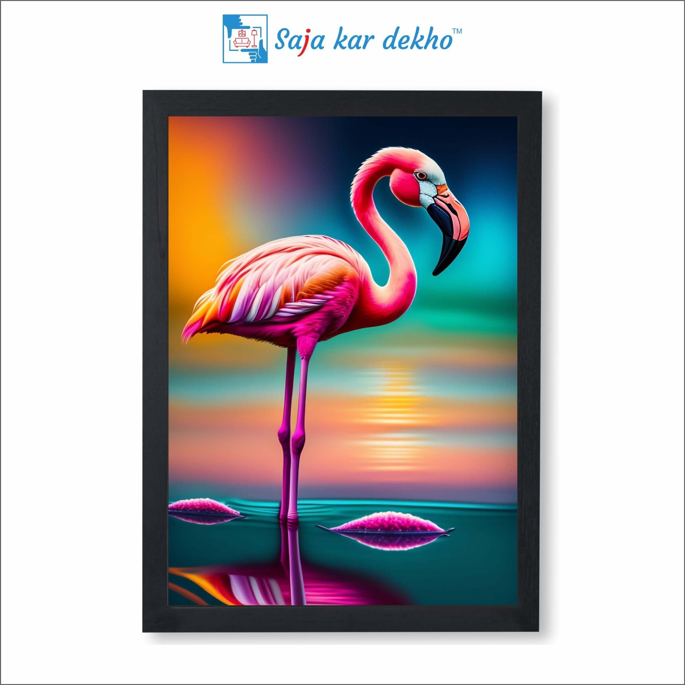 SAJA KAR DEKHO 3D Peacock With Beautiful Background High Quality Weather Resistant HD Wall Frame | 18 x 12 inch | - 18 X 12 inch