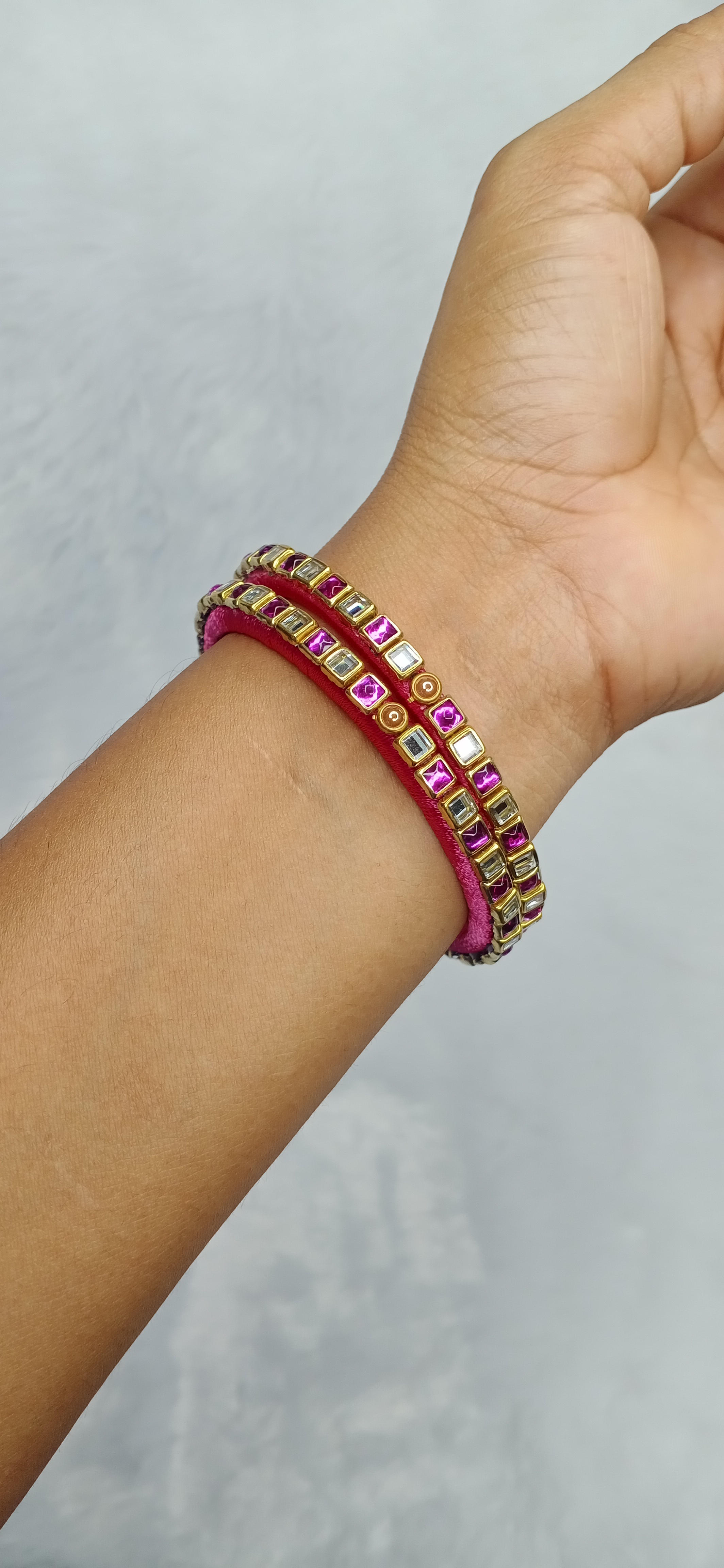 Kundan Pink Bangle - 2.4