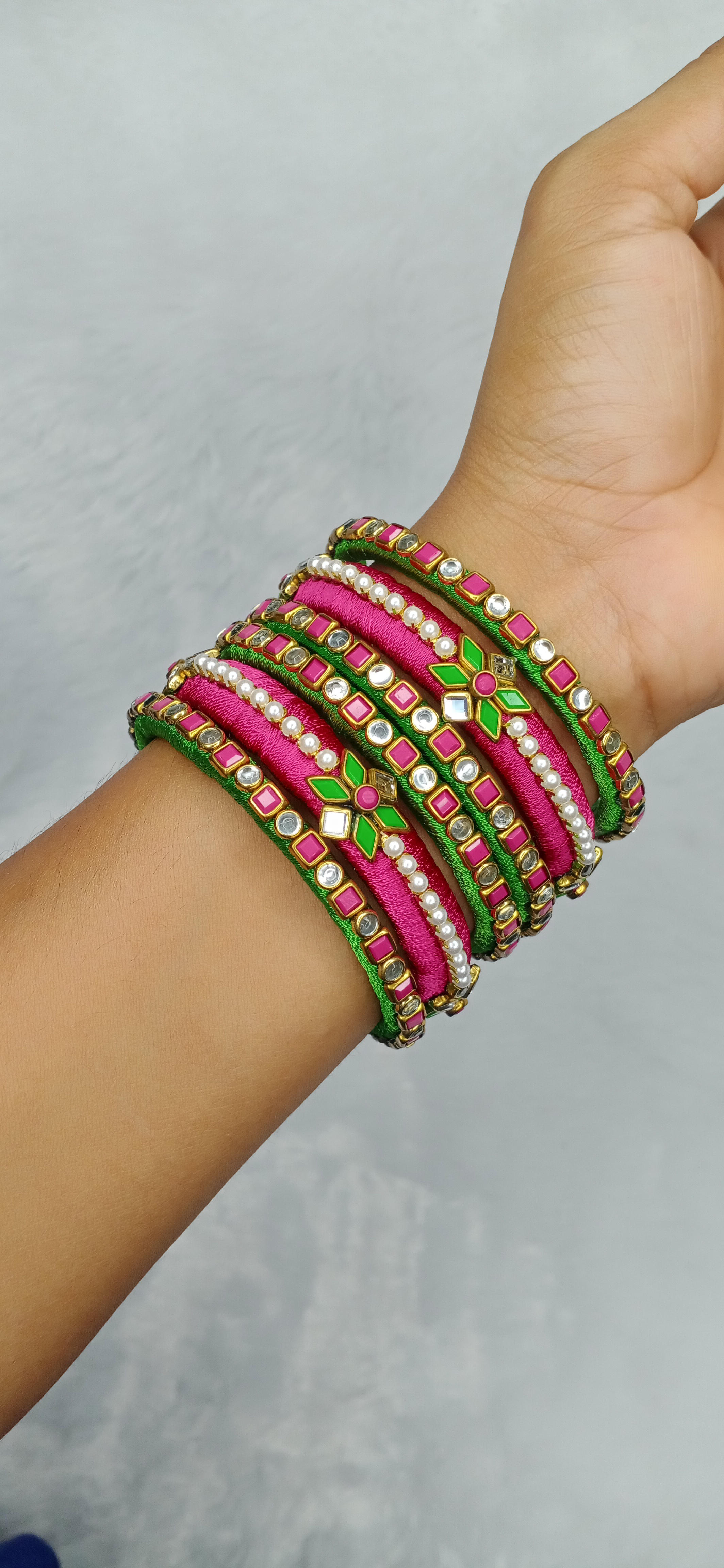 Pink & Green Bangle Chuda - 2.6