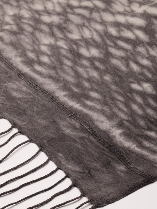 Cream-Coloured & Black Abstract Print Stole