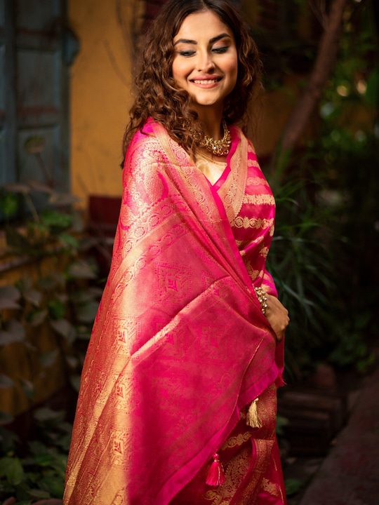 Ethnic Motifs Woven Design Zari Organza Saree