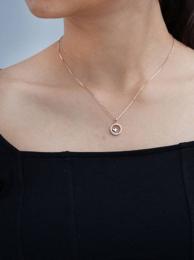 New Women Heart in Circle Pendant Chain Sterling Silver Plated Sterling Silver Chain Set 2025 at