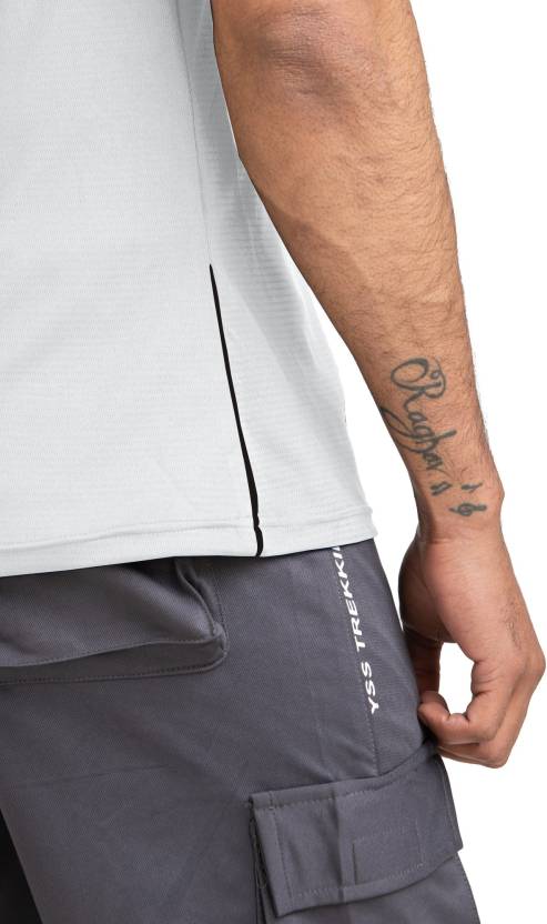 Solid Men Round Neck with Cool Rush Technology Men Solid Round Neck Polyester White T-Shirt