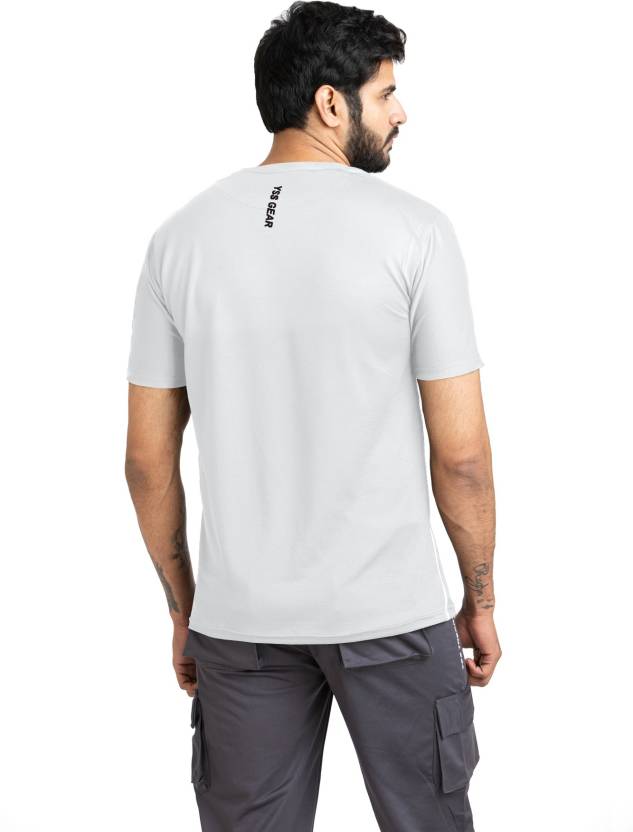 Solid Men Round Neck with Cool Rush Technology Men Solid Round Neck Polyester White T-Shirt