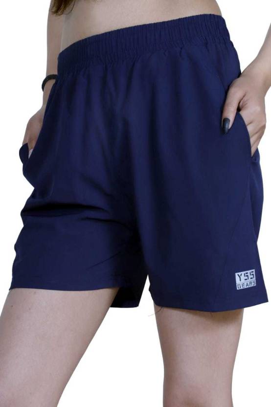 Solid Women Dark Blue Sports Shorts