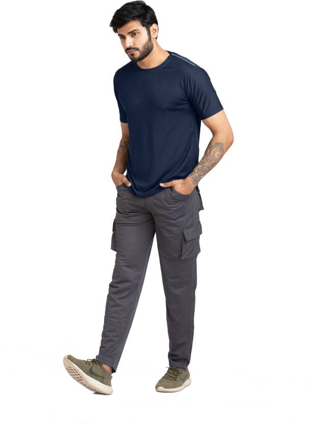 Solid Men Round Neck with Cool Rush Technology Men Solid Round Neck Polyester Blue T-Shirt