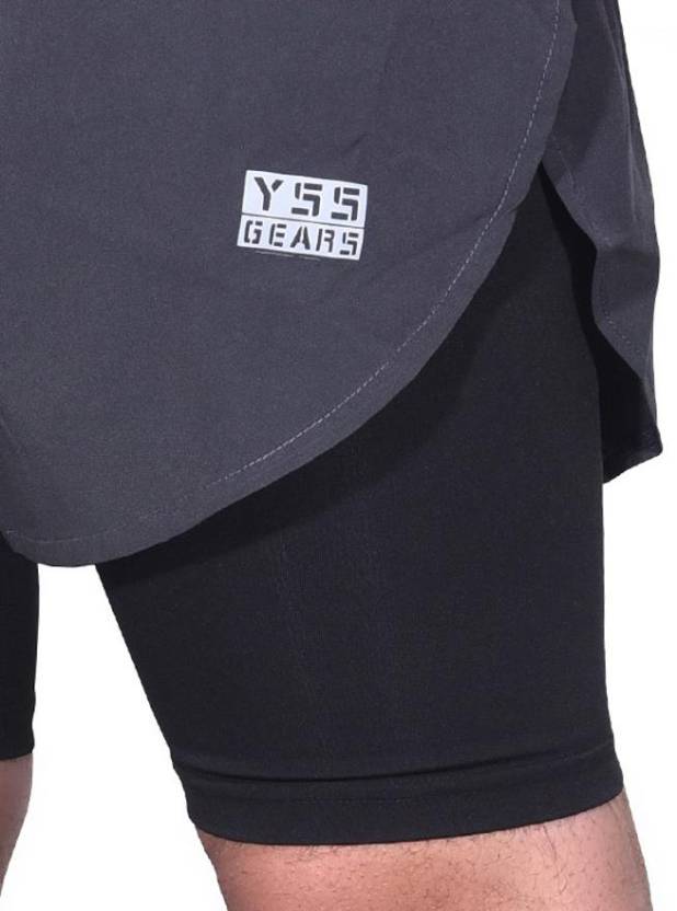 Solid Men Grey Sports Shorts