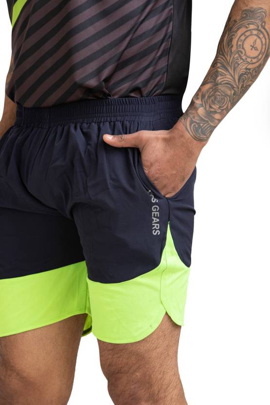 Solid Men Dark Blue Sports Shorts
