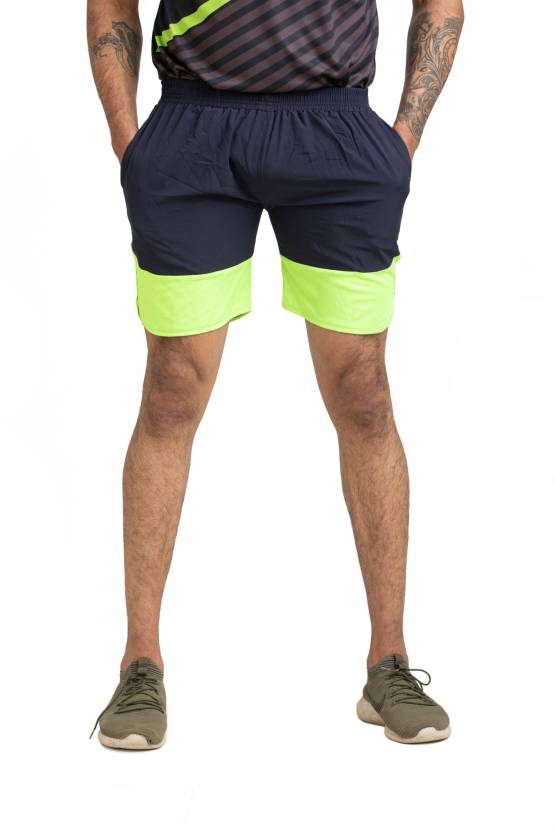 Solid Men Dark Blue Sports Shorts