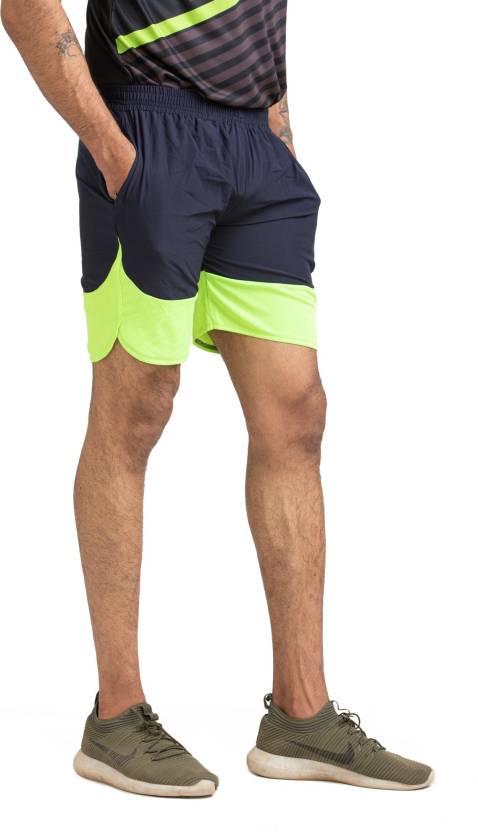 Solid Men Dark Blue Sports Shorts