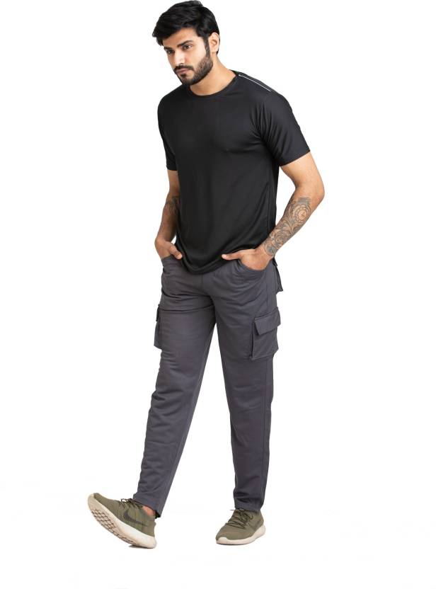 Men Solid Round Neck Polyester Black T-Shirt