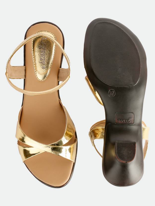 Women Heels Sandal  (Gold , 7)