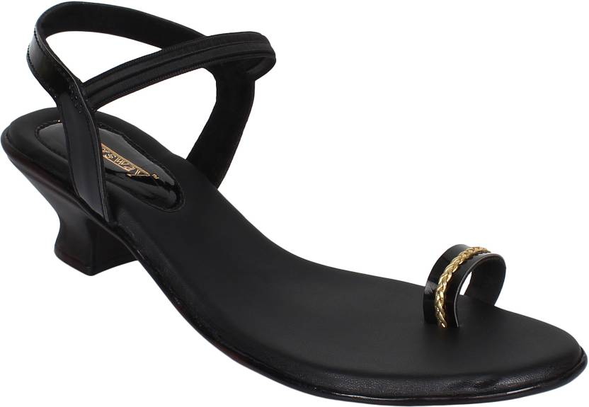 Women Heels Sandal  (Black , 7)