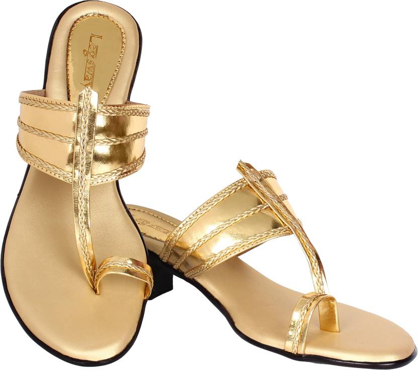 Women Heels Sandal  (Black, Gold , 4)