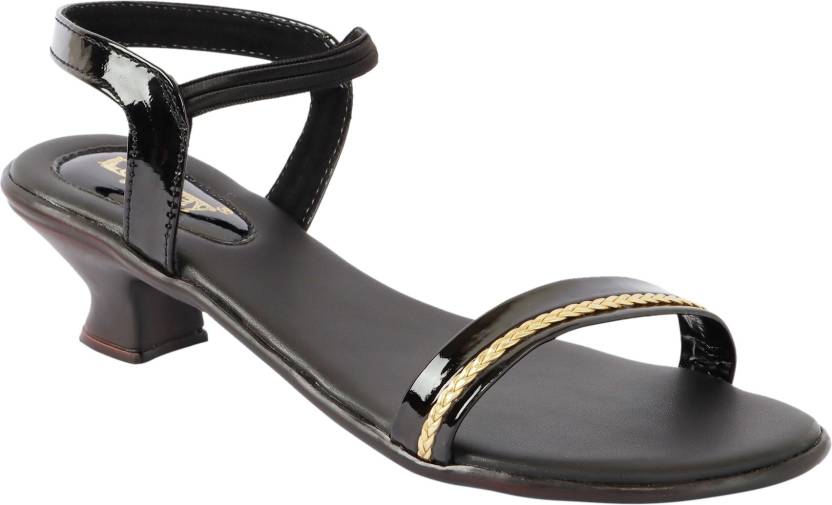 Women Heels Sandal  (Black , 8)